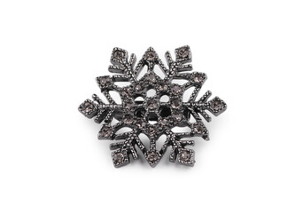 Brož s broušenými kamínky vločka - 1 ks - 2 antracit