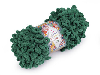Pletací příze Alize Puffy Fine 100 g - 1 ks - 45 (532) zelená šalvěj tmavá