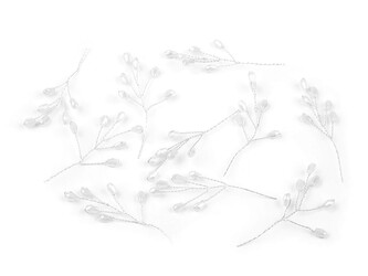 Větvička drátěná s broušenými korálky hand made - 10 ks - 1 crystal stříbrná