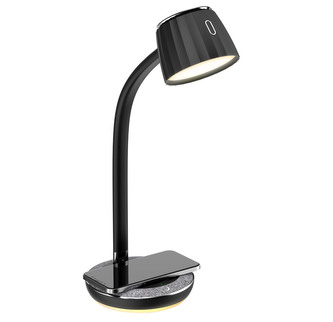 Immax PERLA LED stolní lampička, Qi bezdrátové nabíjení, černá + šedý a kovový detail Immax PERLA LED stolní lampička, Qi bezdrátové nabíjení, černá + šedý a kovový detail