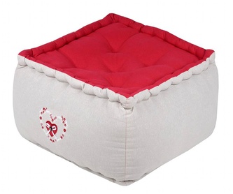 Sedací polštář - puf na zem PAULINE červená 40x40x30 cm France