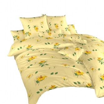 Dadka Povlečení bavlna Ibišek žlutý 240x200, 2x70x90 cm
