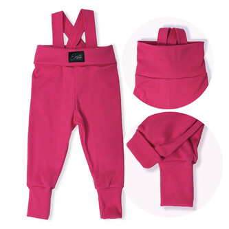 Rostoucí žebrované kalhoty s laclem Color HOT pink; Barva: růžová; Velikost: 74 - 80