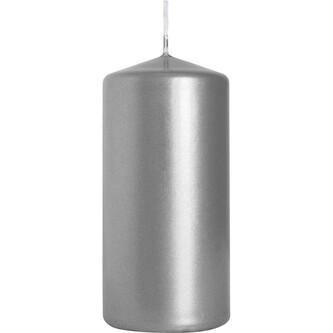Svíčka válec 5 x 10 cm, metalická stříbrná
