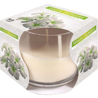 Svíčka vonná - sklo 130 g, bílé květy