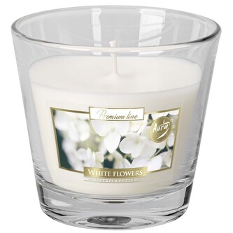 Svíčka v displeji 12 x 140 g, bílé květy