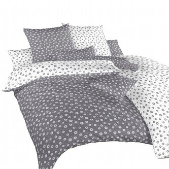 Dadka Povlečení bavlna Anežka bílá/tmavě šedá DUO 200x200, 2x70x90 cm