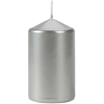 Svíčka válec 6 x 10 cm, metalická stříbrná
