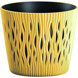 Květináč SANDY ROUND, vklad - hořčice 26,2 cm, doprodej