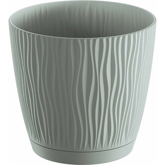 Květináč s miskou SANDY P - mocca 16,8 cm