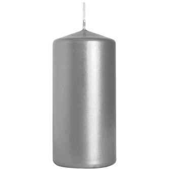 Svíčka válec 6 x 12 cm, metalická stříbrná