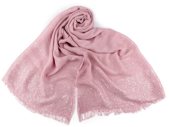 Šátek / šála s flitry 80x185 cm - 1 ks - 2 starorůžová sv.