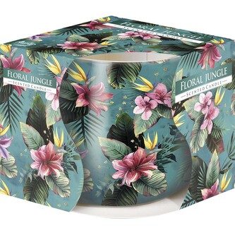 Svíčka vonná - sklo + fólie 130 g, květinová džungle