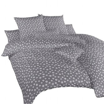 Dadka Povlečení bavlna Anežka bílá na tmavě šedém 220x200, 2x70x90 cm