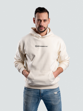 BrainMax pánská mikina s kapucí, krémová