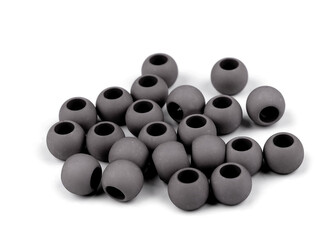 Plastové korálky matné s velkým průvlekem 11x14 mm - 200 ks - 17 (48) šedá střední