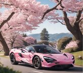 Diamantové malování - růžové auto 30 x 40 cm