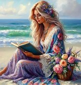 Diamantové malování Dívka s knihou 30 x 40 cm