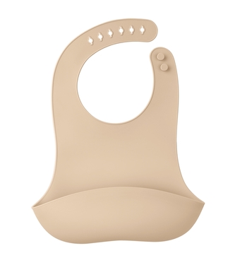 Mombella 01519 Silikonowy Śliniak  z Kieszonką Light Brown