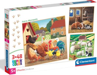 Puzzle 3 x 48 elementów. Super kolor. Farm Moments