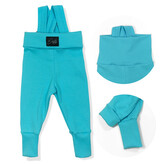 Rostoucí žebrované kalhoty s laclem Color Turquoise; Barva: tyrkysová; Velikost: 74 - 80