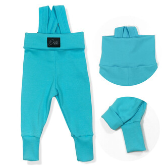 Rostoucí žebrované kalhoty s laclem Color Turquoise; Barva: tyrkysová; Velikost: 74 - 80