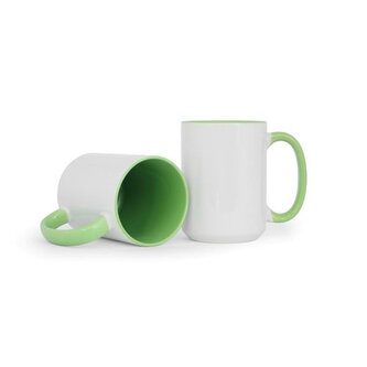 Hrnek potisk Megalo,450 ml,bílý, zele. ucho,uvnitř