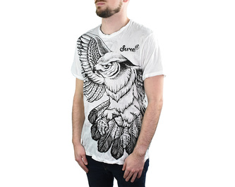 Tričko pánské krátký rukáv, SURE, Orlí vzlet, bílá XL