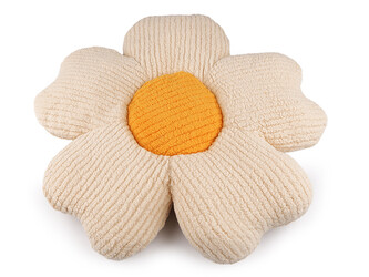 Dekorační polštář květ Ø50 cm - 1 ks - 3 krémová světlá