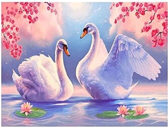Diamantové malování - labutě 30 x 40 cm