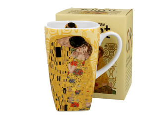 Kubek kwadratowy THE KISS ECRU inspired by Klimt