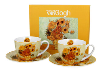 2 filiżanki ze spodkami SUNFLOWERS inspired by Van Gogh