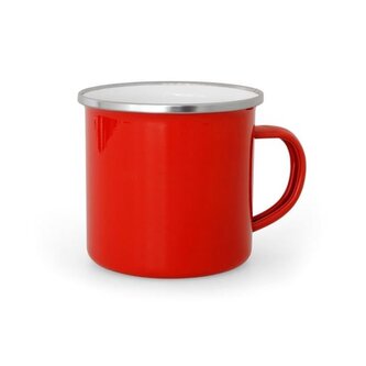 Plechový hrnek smaltovaný-potisk - 360 ml, červený