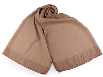 Šátek / šála s lurexem 75x190 cm - 1 ks - 2 béžová