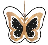 Motýl dřevěný s kovovým obvodovým prvkem na zavěšení 11 x 9 x 0,5 cm