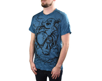 Tričko pánské krátký rukáv, SURE, Happy Budha, petrolejová L