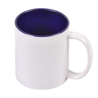 Hrnek pro potisk - 300 ml, bílý, modrý vnitřek