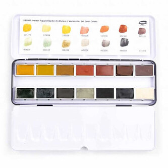 Akvarelové barvy Kremer 881002 – sada země 14 ks