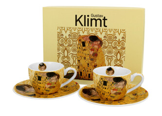 2 filiżanki espresso ze spodkami THE KISS ECRU inspired by Klimt