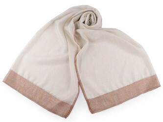 Šátek / šála s lurexem 75x190 cm - 1 ks - 1 krémová nejsvět.