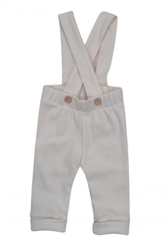 Žebrované rostoucí legíny se šlemi na knoflíky - smetanové, vel. 80/86; 80/86 (12-18m)