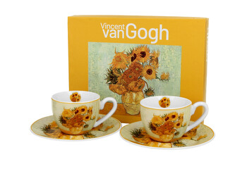 2 filiżanki espresso ze spodkami SUNFLOWERS inspired by Van Gogh 2 filiżanki espresso ze spodkami SUNFLOWERS inspired by Van Gogh