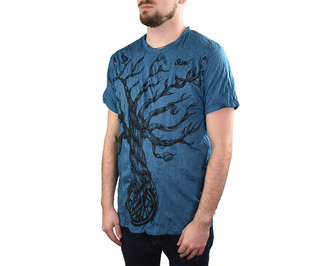 Tričko pánské krátký rukáv, SURE, Strom peace, petrolejová XL