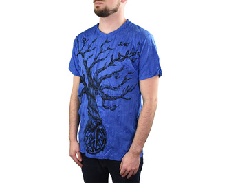Tričko pánské krátký rukáv, SURE, Strom peace, modrá L