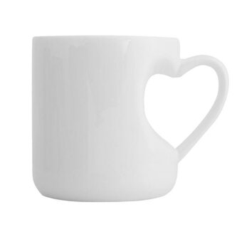 Hrnek potisk - 300 ml, bílý, ouško ve tvaru srdce