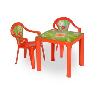 Stolik i dwa krzesła czerwony