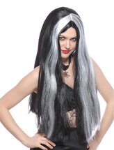 Černá paruka s bílými pramínky