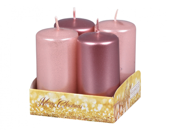 Svíčky adventní d4x8cm MIX metal lesk 2+2ks