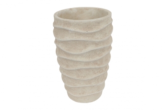 Betonový květináč Ribbel L bílý/béžový