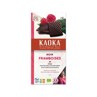 Čokoláda hořká s malinami 100 g BIO   KAOKA